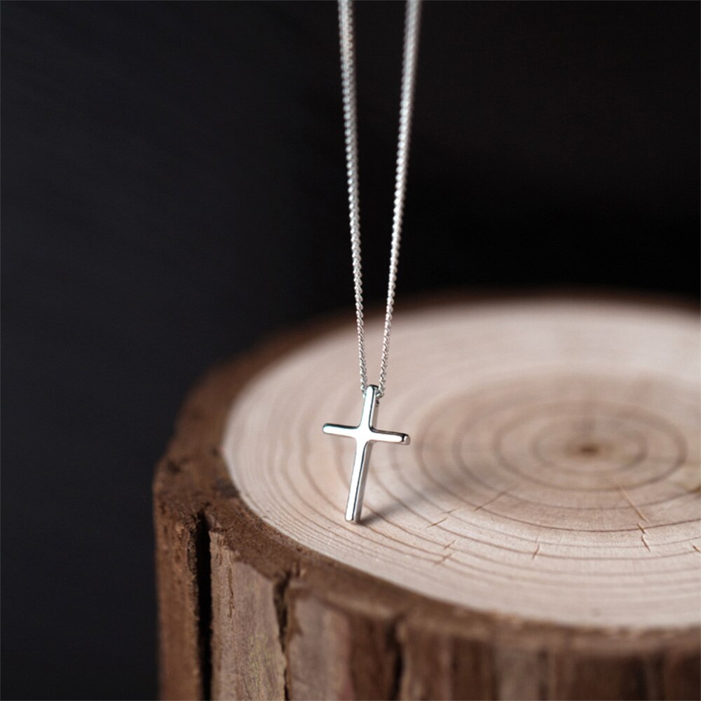 TrustDavis New Women's Fashion 925 Sterling Silver Jewelry Cross Pendant Short 40cm Necklace Cute Gift Girls Lady DS219 - bankshayes40