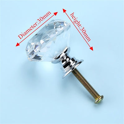 NAIERDI Crystal Glass Knobs Diamond Shape Design Cupboard Drawer Pull Kitchen Cabinet Door Wardrobe Handles Hardware - bankshayes40