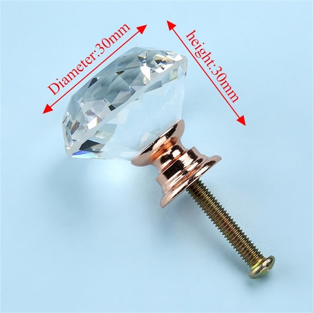 NAIERDI Crystal Glass Knobs Diamond Shape Design Cupboard Drawer Pull Kitchen Cabinet Door Wardrobe Handles Hardware - bankshayes40