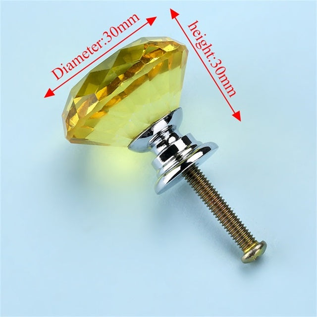 NAIERDI Crystal Glass Knobs Diamond Shape Design Cupboard Drawer Pull Kitchen Cabinet Door Wardrobe Handles Hardware - bankshayes40