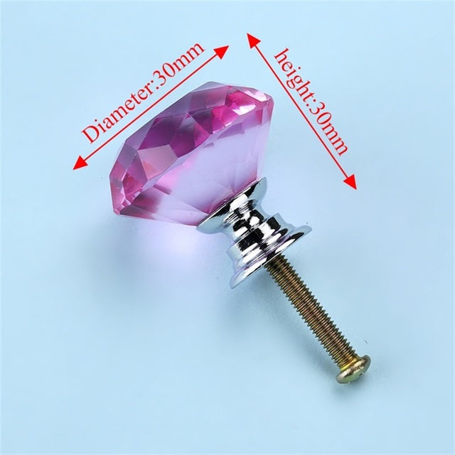 NAIERDI Crystal Glass Knobs Diamond Shape Design Cupboard Drawer Pull Kitchen Cabinet Door Wardrobe Handles Hardware - bankshayes40