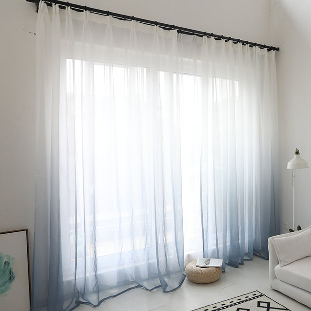 Modern gradient color window tulle curtains for living room bedroom organza voile curtains Hotel Decoration blue Sheer curtains - bankshayes40
