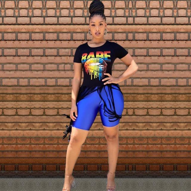 Women's tassel casual T-shirt Short-sleeved Printed T-shirt short-sleeved O collar women's T-shirts are hot sellers - bankshayes40
