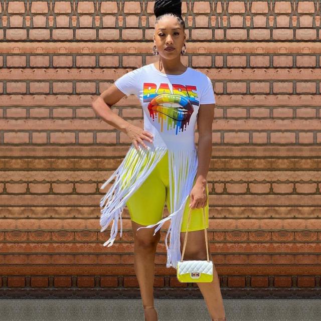 Women's tassel casual T-shirt Short-sleeved Printed T-shirt short-sleeved O collar women's T-shirts are hot sellers - bankshayes40