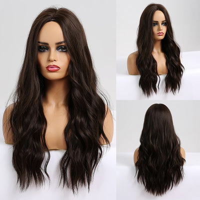 Wigs with Bangs Water Wave Heat Resistant - bankshayes40