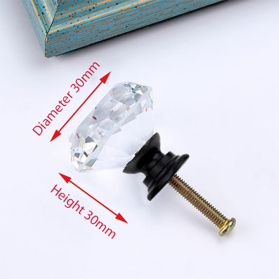 NAIERDI Crystal Glass Knobs Diamond Shape Design Cupboard Drawer Pull Kitchen Cabinet Door Wardrobe Handles Hardware - bankshayes40