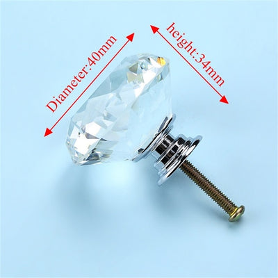 NAIERDI Crystal Glass Knobs Diamond Shape Design Cupboard Drawer Pull Kitchen Cabinet Door Wardrobe Handles Hardware - bankshayes40