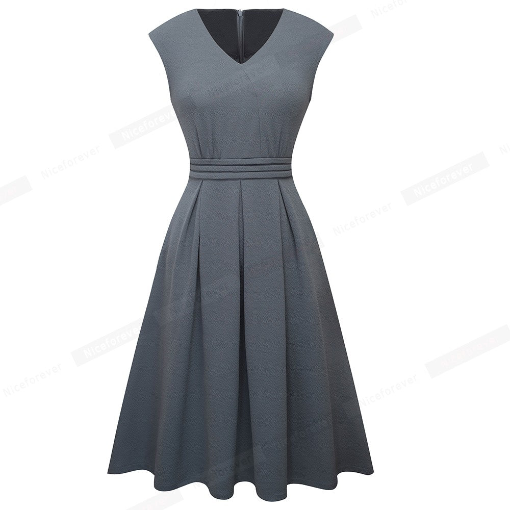 Sleeveless with Pocket A-Line Women Dress - bankshayes40