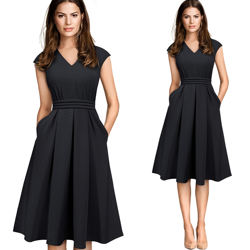Sleeveless with Pocket A-Line Women Dress - bankshayes40