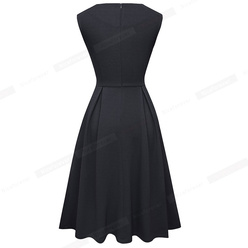 Sleeveless with Pocket A-Line Women Dress - bankshayes40