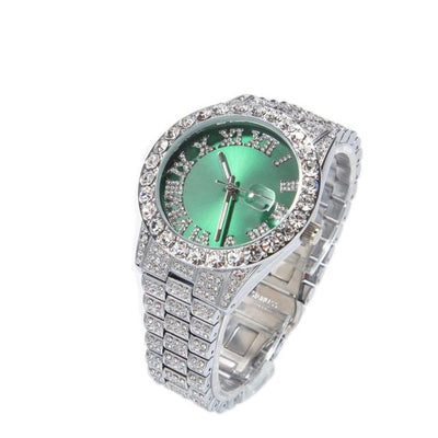 THE HIP HOP Big Dial Full Iced Out Colored Watches Stainless Steel Fashion Luxury Rhinestones Quartz Wristwatches Business Watch - bankshayes40