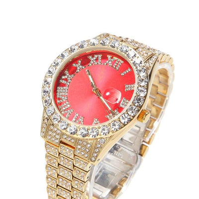 THE HIP HOP Big Dial Full Iced Out Colored Watches Stainless Steel Fashion Luxury Rhinestones Quartz Wristwatches Business Watch - bankshayes40