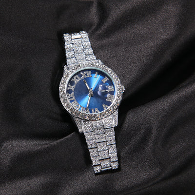 THE HIP HOP Big Dial Full Iced Out Colored Watches Stainless Steel Fashion Luxury Rhinestones Quartz Wristwatches Business Watch - bankshayes40