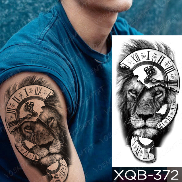 Waterproof Temporary Tattoo Sticker Forest Lion Tiger Bear Flash Tattoos Women Leopard Wolf Crown Body Art Arm Fake Tatoo Men - bankshayes40