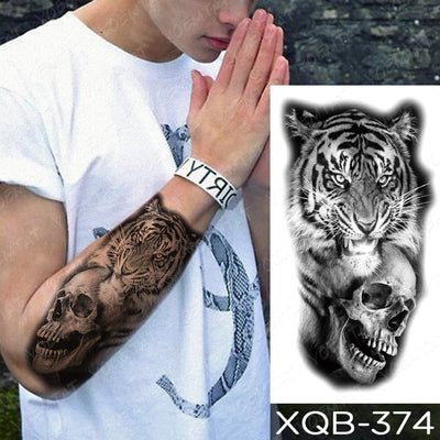 Waterproof Temporary Tattoo Sticker Forest Lion Tiger Bear Flash Tattoos Women Leopard Wolf Crown Body Art Arm Fake Tatoo Men - bankshayes40