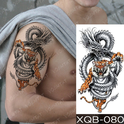 Waterproof Temporary Tattoo Sticker Forest Lion Tiger Bear Flash Tattoos Women Leopard Wolf Crown Body Art Arm Fake Tatoo Men - bankshayes40