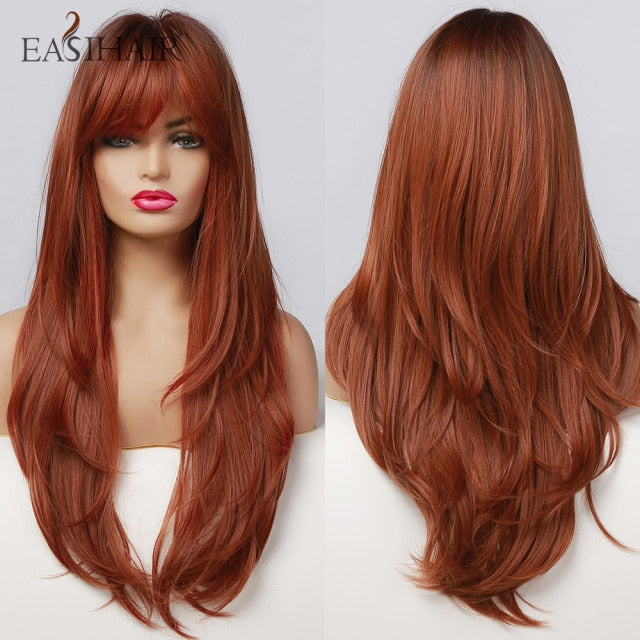 Wigs with Bangs Water Wave Heat Resistant - bankshayes40