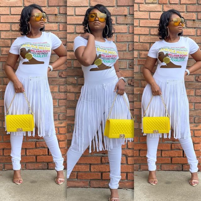 Women's tassel casual T-shirt Short-sleeved Printed T-shirt short-sleeved O collar women's T-shirts are hot sellers - bankshayes40