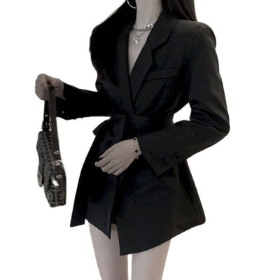 Suit Jacket Women Trendy Dark Black - bankshayes40