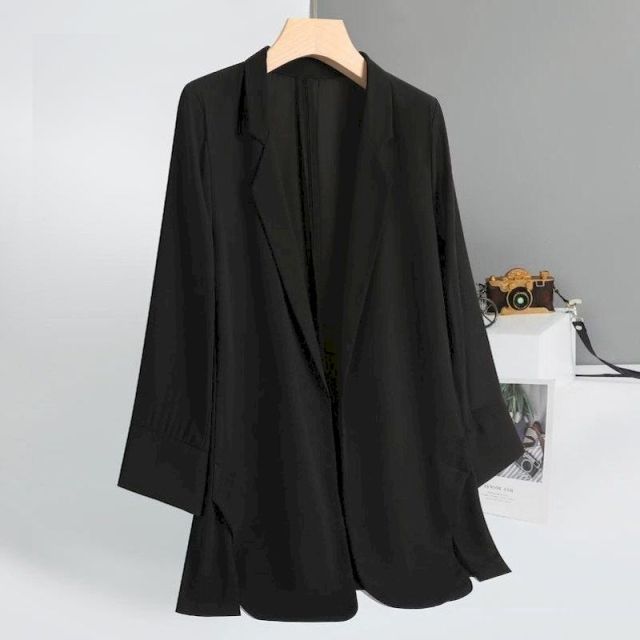 Suit Jacket Women Trendy Dark Black - bankshayes40