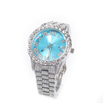 THE HIP HOP Big Dial Full Iced Out Colored Watches Stainless Steel Fashion Luxury Rhinestones Quartz Wristwatches Business Watch - bankshayes40