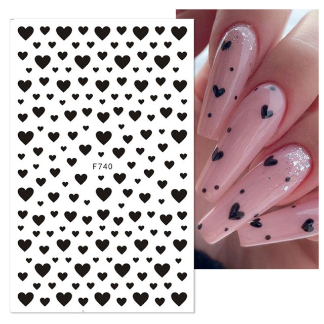 Nail Stickers Black Heart Love - bankshayes40