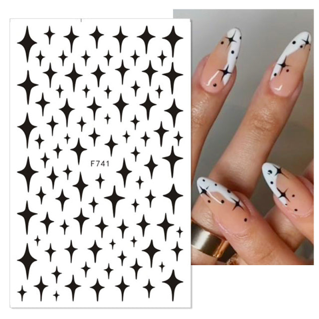 Nail Stickers Black Heart Love - bankshayes40