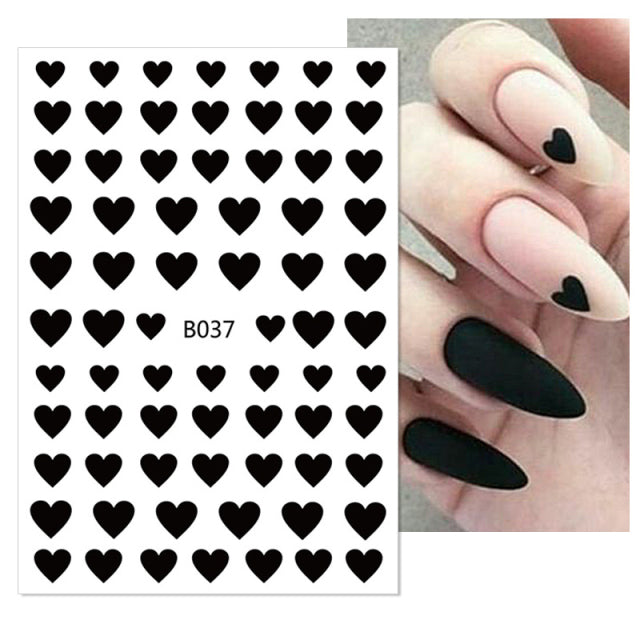 Nail Stickers Black Heart Love - bankshayes40