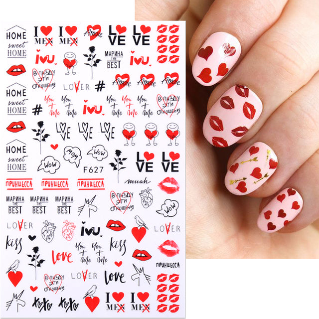Nail Stickers Black Heart Love - bankshayes40