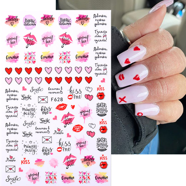 Nail Stickers Black Heart Love - bankshayes40