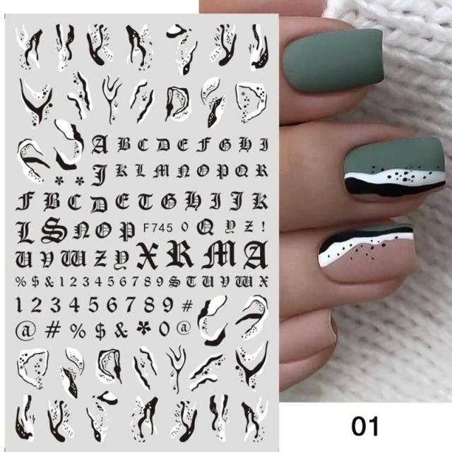 Nail Stickers Black Heart Love - bankshayes40