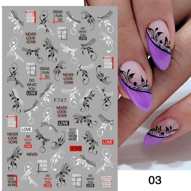 Nail Stickers Black Heart Love - bankshayes40