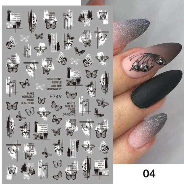 Nail Stickers Black Heart Love - bankshayes40