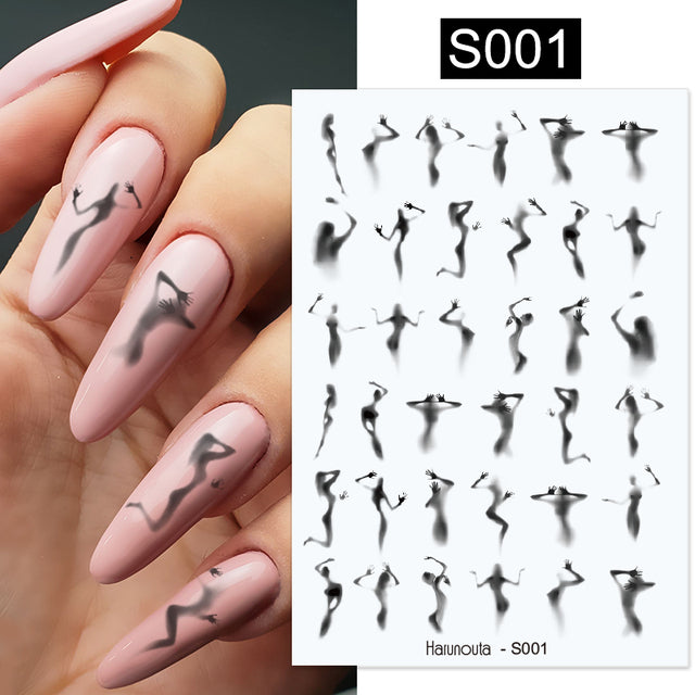 Nail Stickers Black Heart Love - bankshayes40