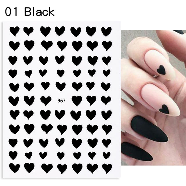 Nail Stickers Black Heart Love - bankshayes40