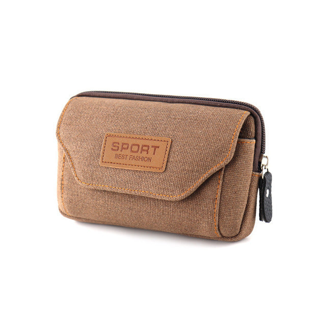 Universal Canvas Waterproof Mobile Phone Bag For Samsung/iPhone/Huawei/HTC/LG/Xiaomi Wallet Case Belt Pouch Coin Purse Cover - bankshayes40