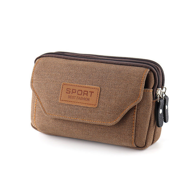 Universal Canvas Waterproof Mobile Phone Bag For Samsung/iPhone/Huawei/HTC/LG/Xiaomi Wallet Case Belt Pouch Coin Purse Cover - bankshayes40