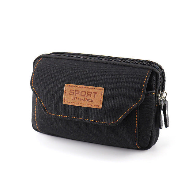 Universal Canvas Waterproof Mobile Phone Bag For Samsung/iPhone/Huawei/HTC/LG/Xiaomi Wallet Case Belt Pouch Coin Purse Cover - bankshayes40