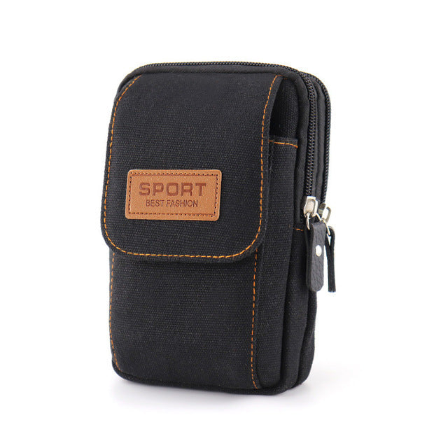 Universal Canvas Waterproof Mobile Phone Bag For Samsung/iPhone/Huawei/HTC/LG/Xiaomi Wallet Case Belt Pouch Coin Purse Cover - bankshayes40