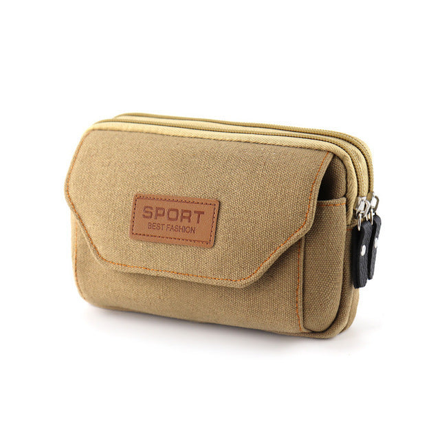 Universal Canvas Waterproof Mobile Phone Bag For Samsung/iPhone/Huawei/HTC/LG/Xiaomi Wallet Case Belt Pouch Coin Purse Cover - bankshayes40