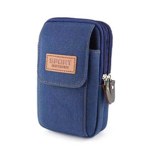 Universal Canvas Waterproof Mobile Phone Bag For Samsung/iPhone/Huawei/HTC/LG/Xiaomi Wallet Case Belt Pouch Coin Purse Cover - bankshayes40