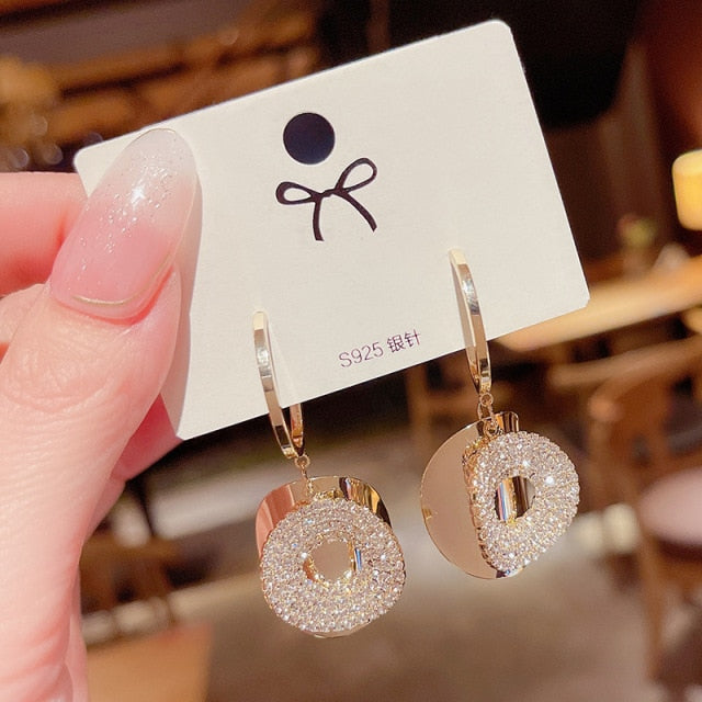 personality fashion design zircon earrings for women - bankshayes40