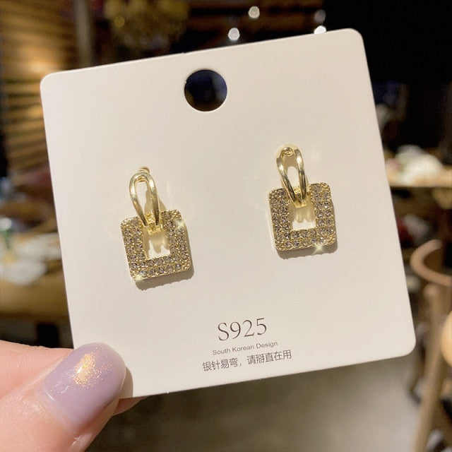 personality fashion design zircon earrings for women - bankshayes40