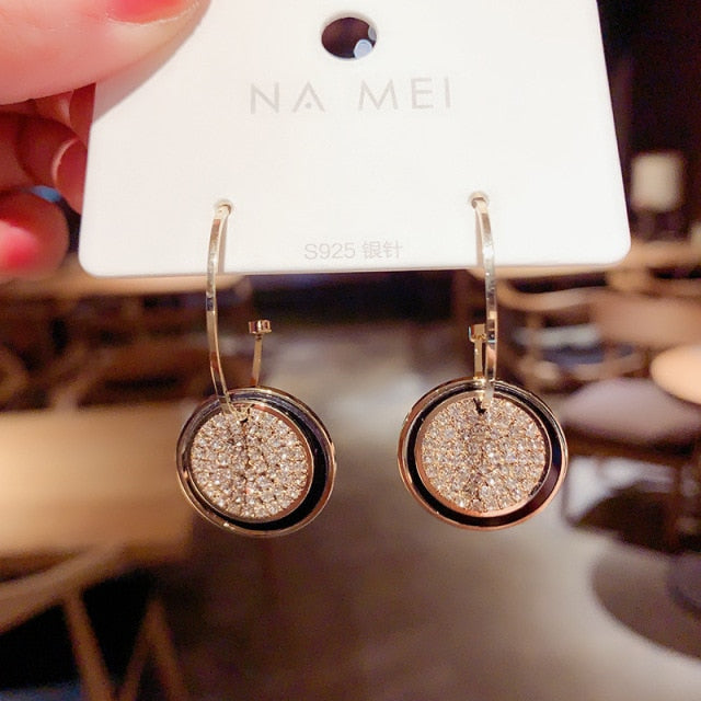 personality fashion design zircon earrings for women - bankshayes40