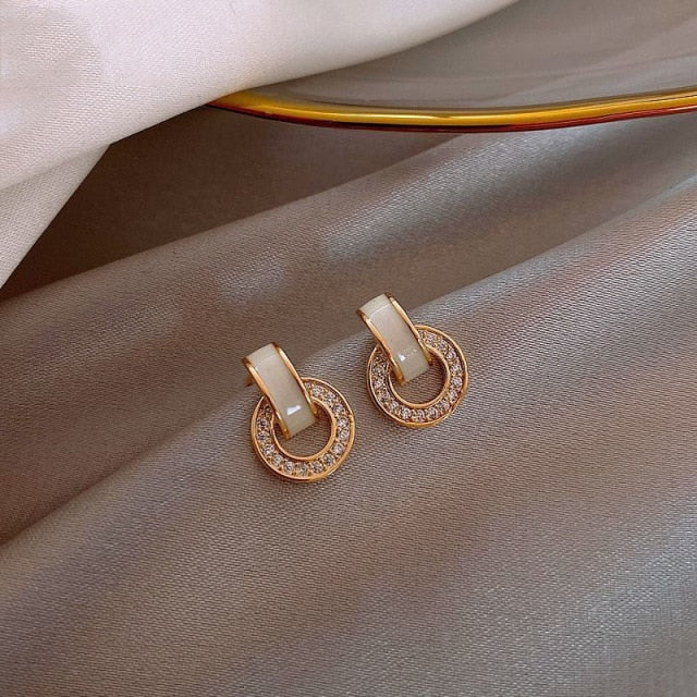 personality fashion design zircon earrings for women - bankshayes40