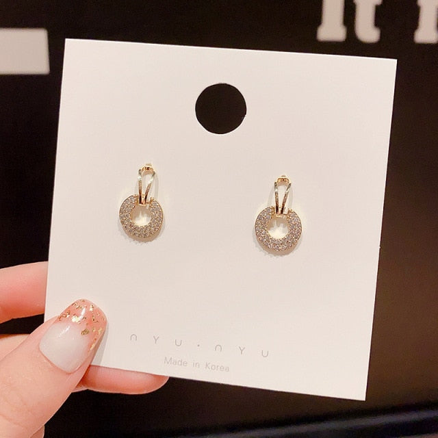 personality fashion design zircon earrings for women - bankshayes40