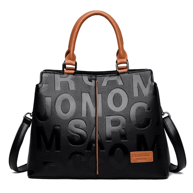 Ladies Quality Leather Letter Shoulder Bags - bankshayes40