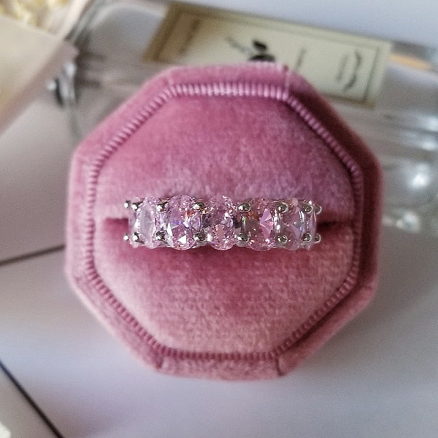 Sterling Silver Pink Engagement Wedding Band - bankshayes40