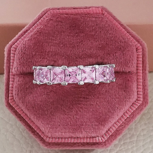 Sterling Silver Pink Engagement Wedding Band - bankshayes40