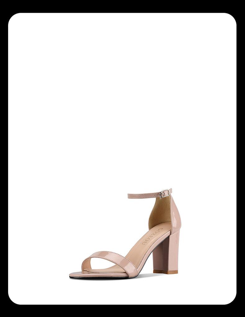 Ankle Strap Round Toe Chunky High Heels - bankshayes40